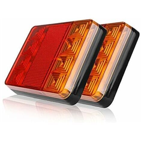 BUNTHAUS Lot de 2 feux arrière de remorque, 8 LED pour voiture, camion, feux arrière, feux d'avertissement étanches, feux arrière pour remorque, camion, bateau, DC 24 V