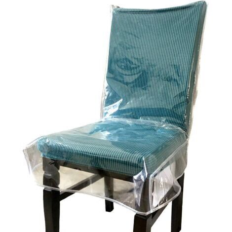 BUNTHAUS Lot de 2 Housses de Chaise de Salle à Manger en Plastique avec dossiers, Protection imperméable en PVC Transparent, Convient pour 53,3 x 45,7 cm (l x P)