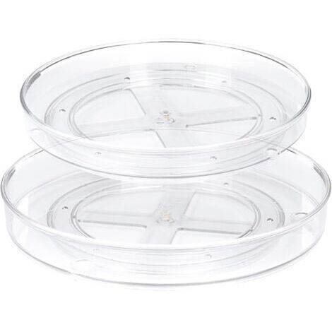 BUNTHAUS Lot de 2 Lazy Susan Plateau Tournante de Cuisine Plateaux de Rangement Rotatifs à 360° pour Cuisine et Salle de Bain(27 x 4,6 cm + 23,5 x 3,8 cm)