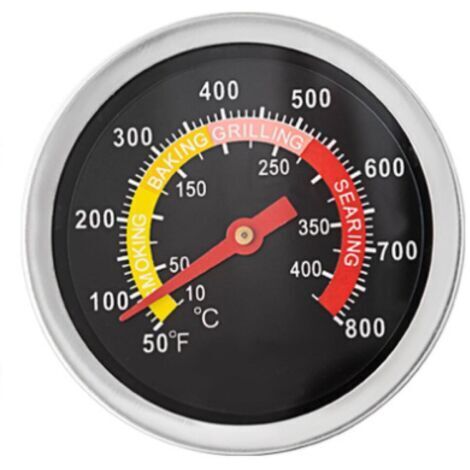 BUNTHAUS Lot de 2 manomètres de température pour barbecue  Cadran de 60 mm  Thermomètre à charbon de bois  Thermomètre pour four  Port, agneau, bœuf, pizza