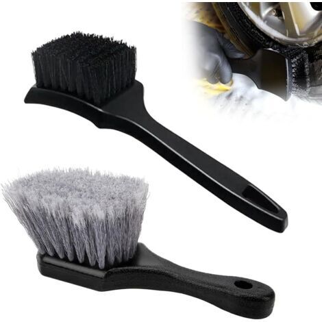 BUNTHAUS Lot de 2 ( Noir) Brosse de Nettoyage de Roue de Voiture, Brosse d'entretien Jantes Pneu de Voiture, Outil de Lavage Automobile, Accessoire de Nettoyage Multifonction pour Les Magasins de Beau
