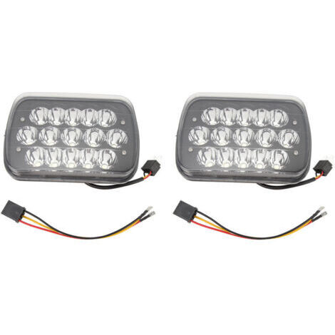 BUNTHAUS Lot de 2 phares LED 7 pouces 45 W (gauche et droite) avec câblage pour Wrangler, Comanche et Cherokee (DC12V, noir)