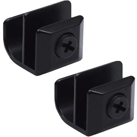 BUNTHAUS Lot de 2 Poignées de Porte en Verre Alliage de Zinc Sans Perçage, Pinces à Clip Pour Vitrine, Tiroir, 3 5 mm d'Épaisseur C (Noir)