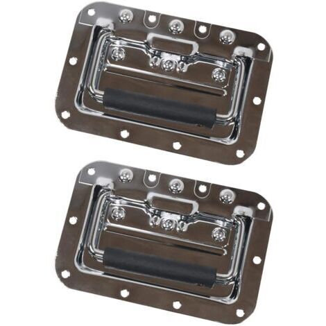 BUNTHAUS Lot de 2 poignées pliantes - Plateau encastrable - Ressort -16 x 10,7 cm - Argent