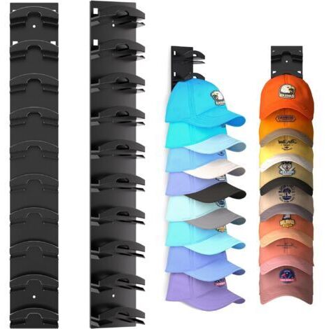 BUNTHAUS Lot de 2 porte Casquette, Range Casquette Mural Avec Adhésif Puissant Pouvant Contenir Jusqu'à 20 Chapeaux, support casquette Multicouche Avec 2 Options de Montage