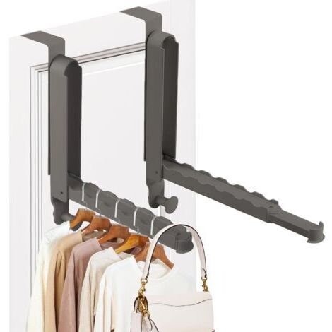BUNTHAUS Lot de 2 Porte Manteau Porte,Crochet De Porte en Acier Inoxydable,Cintre Pliable,Portemanteau Pliable, Porte Manteau Porte pour Accrocher Vêtements,Foulards, Sacs et Couronnes de Noël (Gris m
