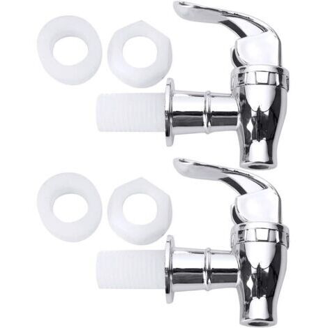 BUNTHAUS Lot de 2 robinets de baril en acier inoxydable pour distributeur de vin, remplacement pour bouteilles de boissons, canettes de bière, cafetière, seau à lait, argent B 17 mm