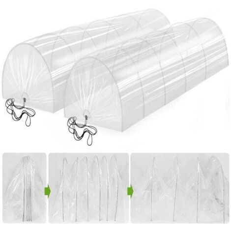 BUNTHAUS Lot de 2 serres tunnel 2 en 1,300 x 45 cm, mini serres, tunnel de jardin avec arceaux, protection contre les insectes, film pour canal de plantation