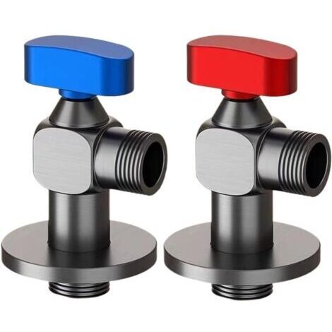 BUNTHAUS Lot de 2 vannes d'angle en laiton, contrôle d'eau, modèle chromé gris 1/2, adaptées aux robinets de salle de bain.