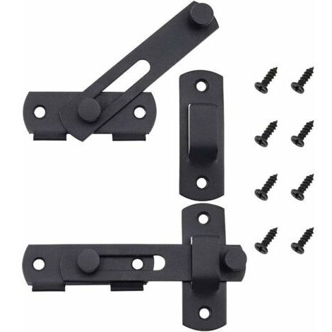 BUNTHAUS Lot de 2 Verrou de Porte Coulissante en Acier Inoxydable Serrure de Porte à Loquet à Bascule Portail Noir Mat pour les Portes les Fenêtres les Jardins  avec les Vis de Montage 100mm