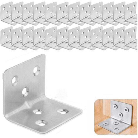 BUNTHAUS Lot de 24 Équerre d'assemblage Renforcée Inox, 38x31x31mm Plaque Equerre Inox, Equerre Metal pour Fixation de Inox