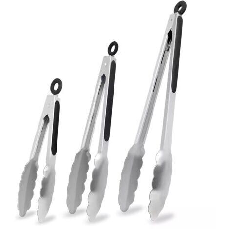 BUNTHAUS Lot de 3 en acier inoxydable et poignée antidérapante résistante à la chaleur – Idéal pour la cuisine, la salade, les grillades et les barbecues (21 cm + 27 cm + 34 cm)