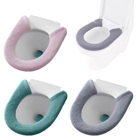 BUNTHAUS Lot de 3 housses chauffantes pour siège de toilette, protection de siège de toilette, housse de siège de toilette avec bouton, douce et confortable