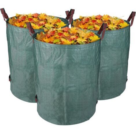 BUNTHAUS Lot de 3 Sacs de Jardin de 272 L, Pliable et Réutilisable, Stable, Résistant aux UV, Sac à Herbe Feuilles, Déchets de Jardin，67x76cm