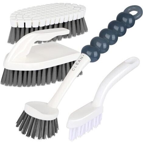 BUNTHAUS Lot de 4 Brosses à Récurer - Poignée Confortable, Nettoyage de Cuisine, Flexible, Joints Muraux et Maison