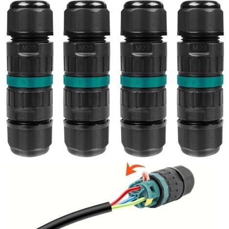 BUNTHAUS Lot de 4 Connecteur Etanche 3 Fils, Connecteurs de Fils tanches, Boite de Jonction Electrique, Raccord Electrique Etanche IP68, Connexion de Cble Extrieur de Manchon pour Cble Souterrain