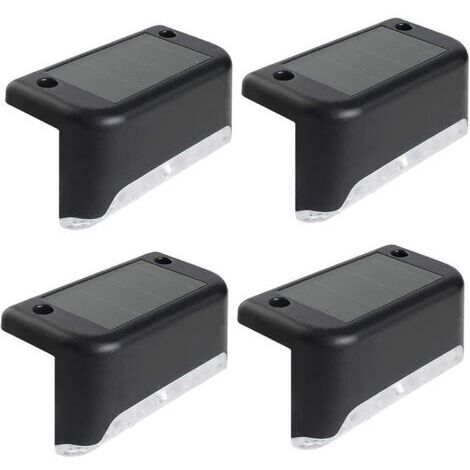BUNTHAUS Lot de 4 lampes solaires d'extérieur étanches à LED pour escaliers extérieurs, marches, clôtures, cour, patio et allée