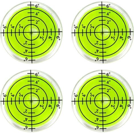 BUNTHAUS Lot de 4 niveaux à bulle ronds en forme de libellule Ø 32 mm avec bulle d'air Niveau à bulle pour caravane, camping car, caméra, vidéoprojecteur, cadre photo et plus encore
