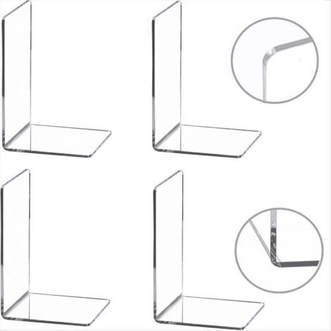 BUNTHAUS Lot de 4 Pièces Serre-Livres en Acrylique Transparent avec Autocollants antidérapants pour Chambre à Coucher, bibliothèque, Bureau, école et Bureau(2 Paires)