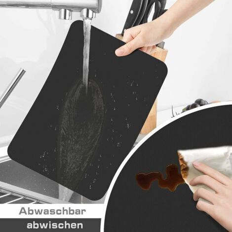 BUNTHAUS Lot de 4 Sets de Table, Sets de Table Lavable imperméables 42 × 30cm Cuisine Salle à Restaurant PVC Set de Table Antidérapant Chaleur Résiste,Noir
