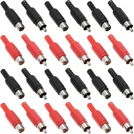 BUNTHAUS Lot de 40 adaptateurs de prise RCA audio vidéo de rechange RCA mâle et femelle (10 rouge noir mâle et 10 rouge noir femelle)