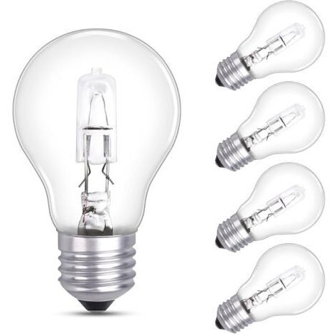 BUNTHAUS Lot de 5 Ampoule E27 42W Dimmable, Ampoule Globe A55 Culot Edison à vis, Blanc Chaud 2700K 570LM, AC 220 240V, ampoule E27 Transparente pour Lustre, Lampe de Table, Applique Murale