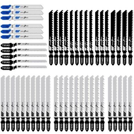 BUNTHAUS Lot de 52 Lames de scie sauteuse, Lame de scie mtaux professionnelle haute teneur en carbone, 10 modles, Lame de scie Idal pour le bois, le plastique et le mtal