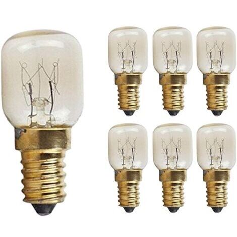 BUNTHAUS Lot de 6 ampoules pour four et micro ondes 15 W, culot E14, résistantes à la chaleur jusqu'à 300 °C, blanc chaud, faisceau à 360°. Ampoules 220 240 V, résistantes à la chaleur.