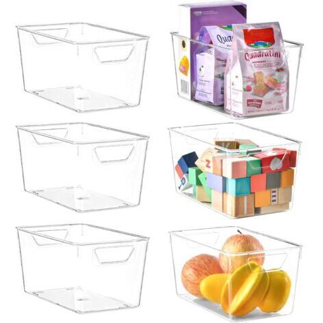BUNTHAUS Lot de 6 Boite de Rangement Plastique, Boite Rangement Cuisine avec Poignée, idéale pour Panier Rangement Salle de Bain ,Garde Manger