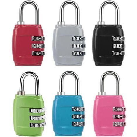 BUNTHAUS Lot de 6 Cadenas à Combinaison,Petit Cadenas à Code 3 Chiffres,Cadenas Code Exterieur Antirouille,Cadenas à Combinaison pour Valises Casiers à Dos