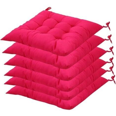 BUNTHAUS Lot de 6 coussins de chaise carrs 40 x 40 cm, matelasss, confortables et colors, pour l\\'intrieur et l\\'extrieur (rose rouge)