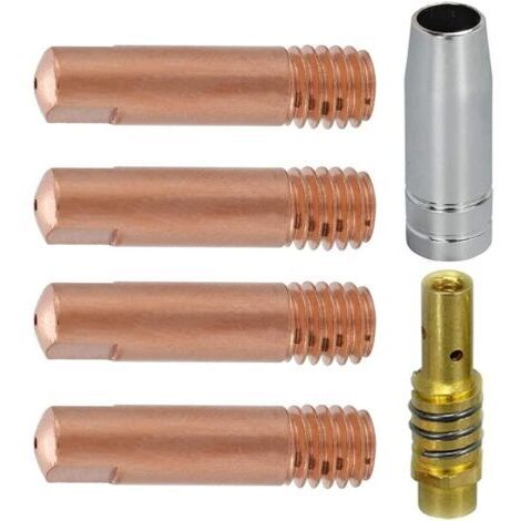 BUNTHAUS Lot de 6 Embouts de Contact MB15 15AK 0,8 mm M6 et Porte Embouts pour Torche de soudage MB15 15AK MIG