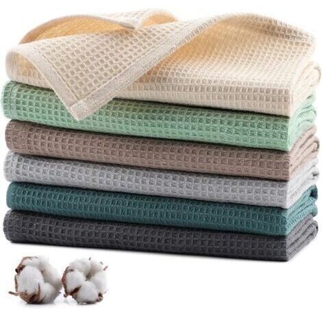 BUNTHAUS Lot de 6 Torchons de Cuisine Coton, Serviettes de Cuisine 35 x 35 cm, Torchon à Vaisselle Doux et Absorbants, Lavable en Machine, pour la Vaisselle, Les Déversements-Multicolore