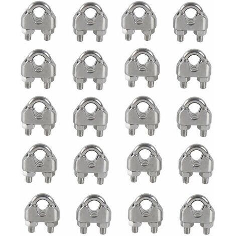 BUNTHAUS M4 Serre-câbles Etrier U Boulon Clip de Câble 304 Acier inoxydable Selle de pince de Câble Câble métallique Clips pour etendoir linge exterieur20PCS