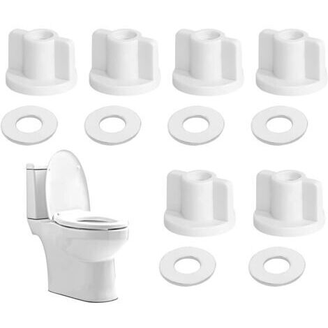 BUNTHAUS (M6) 6 pièces écrous de fixation en plastique pour abattant de toilettes wc, convient pour vis de 6 mm, Remplacement pour charnières de siège de toilettes montées par le haut.