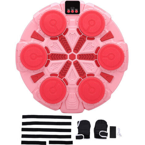 BUNTHAUS ‌Machine de Boxe Musicale Intelligente Murale‌ - 5 Vitesses, Modes de Rythme Amusants, Cible de Frappe Électronique Bluetooth avec Lumières LED pour la Maison (Édition Rose)