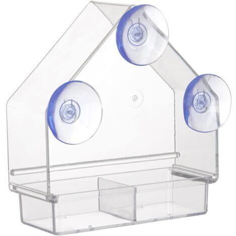 BUNTHAUS Mangeoire pour oiseaux transparente, mangeoire pour oiseaux d'intérieur et d'extérieur, ventouse créative, plateau amovible résistant aux intempéries