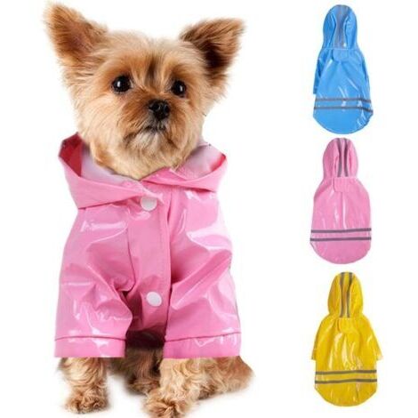 BUNTHAUS Manteau de Pluie pour Animaux de Compagnie en Plein air avec Capuche imperméable Vestes PU imperméable réfléchissant pour Les vêtements de Chats Chats vêtements