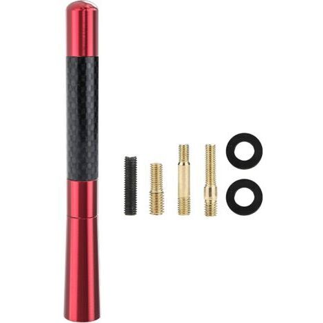 BUNTHAUS Mât d'antenne de voiture rouge universel en fibre de carbone, antenne courte de remplacement pour véhicule de camion, 4,7 pouces, compatible avec Ford, Dodge, Jeep, Toyota, Nissan, Mazda