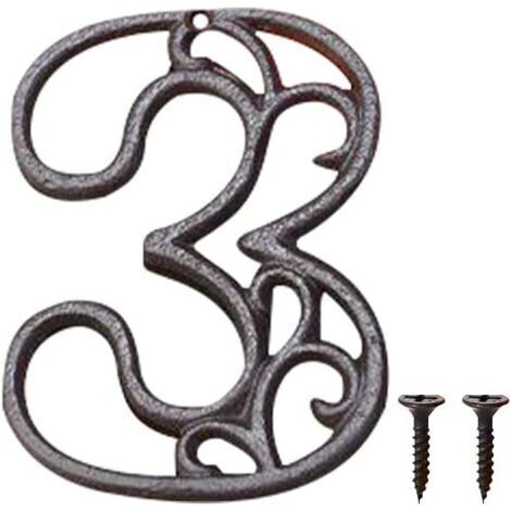 BUNTHAUS Métal Numéro de Maison en Fonte extérieur Moderne House Numbers Metal Sign Numéro de Porte Style rétro Numéro D'adresse Pour café, Bar, Restaurant (Numéro 3)