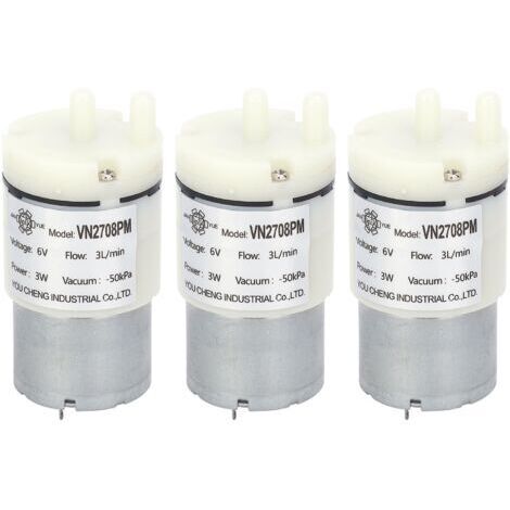 BUNTHAUS Micro pompe à membrane, 3 pièces, Mini moteur à eau et Air sous vide pour aquarium, DC 6V (VN2708PM)