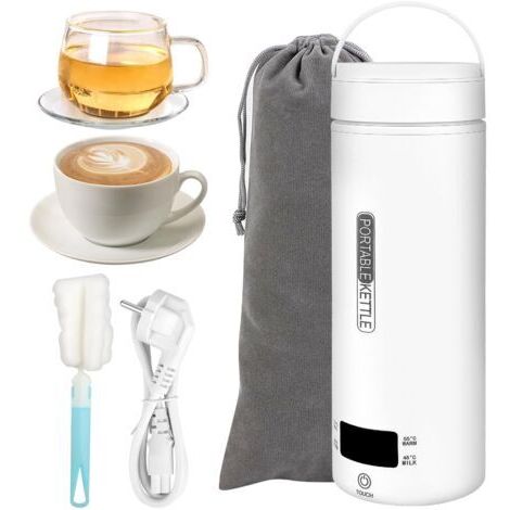 BUNTHAUS Mini Bouilloire Electrique de Voyage 500 ml 3 en 1 Bouilloire Portable - 4 températures réglables pour Thé Café Lait Camping Voyage