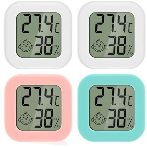 BUNTHAUS Mini LCD ThermomèTre HygromèTre Interieur NuméRique 4 pièces Thermo HygromèTre Indicateur du Niveau de Confortde Haute PréCision Portable pour Salon EntrepôT Chambre de BéBé Vestiaire-Ensolei