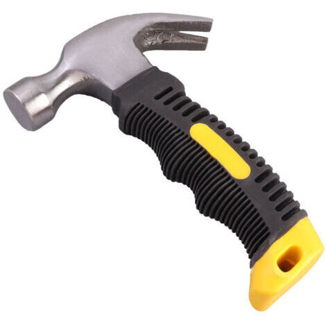 BUNTHAUS Mini Marteau de Coffreur en Acier Marteau Court Multifonctionnel Marteau Charpentier Avec Poignée Antidérapante Mini Marteau à Griffes Utile pour Entretien, Bricolage, Menuiserie Jaune 16.2cm