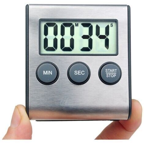 BUNTHAUS Mini minuterie numérique, format 24 heures, compte à rebours et chronomètre, pour la cuisine, le sport, les études, les réunions, le stationnement, le traitement médical Stainless Steel