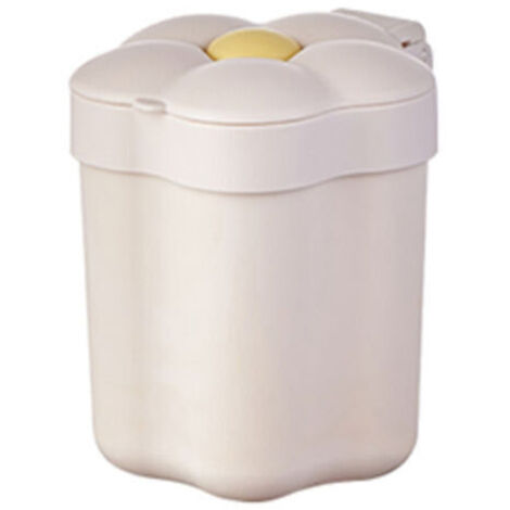 BUNTHAUS Mini poubelle de bureau avec couvercle, jolie poubelle portable, petite poubelle pour chambre, bureau, salon(Blanc)