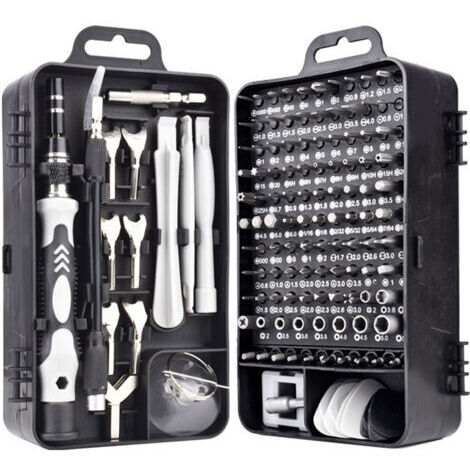 BUNTHAUS Mini tournevis magnétique de précision 135 en 1  Kit d'outils de réparation pour iPhone, ordinateur portable, montre avec organiseur de rangement, noir,175x105x60MM