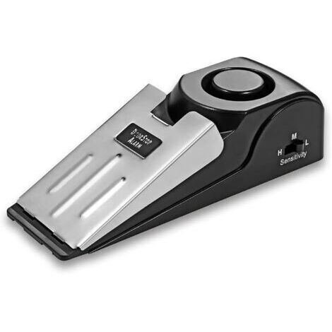BUNTHAUS Mini vibrateur sans fil déclenché Wedge en forme de porte Stopper Alerte Système de sécurité à domicile Alarme de porte Bloc bloc de blocage Noir (Pack de 1) MS-M68