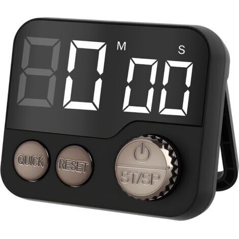 BUNTHAUS Minuteur de Cuisine Aimanté, Grand Écran LCD avec Horloge Numérique & Alarme Forte, Multifonctionnel pour Pâtisserie/Sport (Timer Compte à Rebours), Noir
