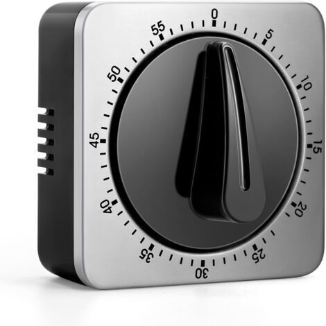 BUNTHAUS Minuteur de Cuisine Mécanique et Magnétique avec Alarme Forte Aucune Pile Nécessaire INOX Minuteur Aimanté Timer Cuisine pour Ecole, Salle de Classe 60 Minutes